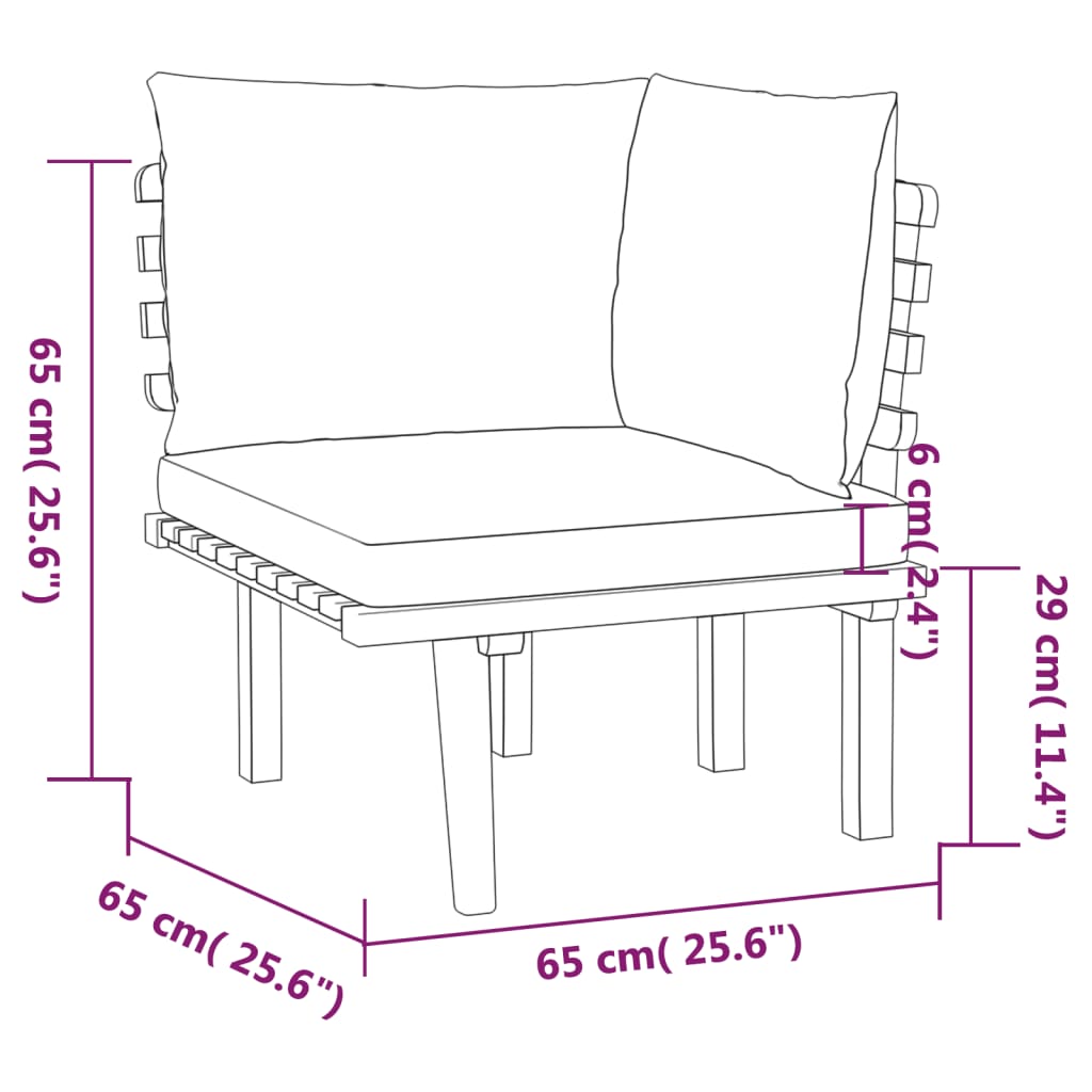 Garden Lounge Set Dark grey Solid Acacia wood Large Modular