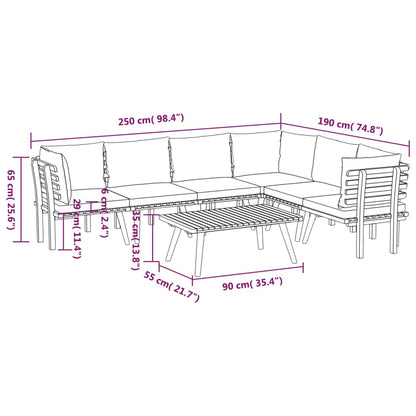 Garden Lounge Set Dark grey Solid Acacia wood Large Modular