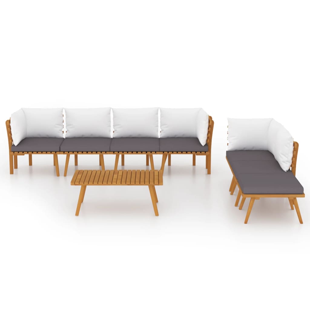 Garden Lounge Set Dark Grey, White