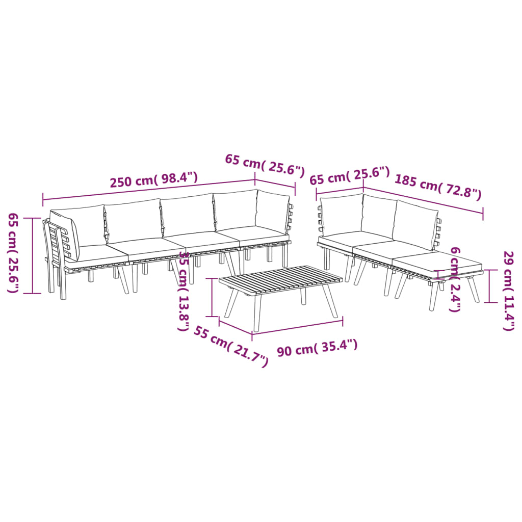 Garden Lounge Set Dark Grey, White