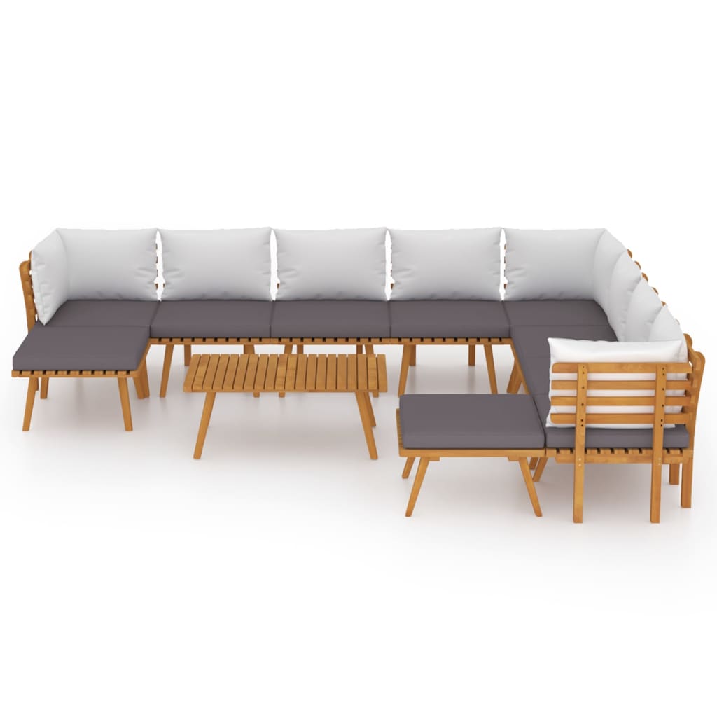 Garden Lounge Set Dark Grey Solid Acacia Wood Large Modular