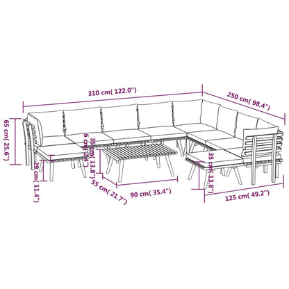 Garden Lounge Set Dark Grey Solid Acacia Wood Large Modular
