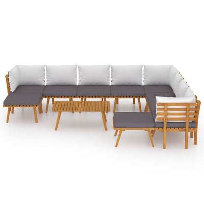 Garden Lounge Set Dark Grey Solid Acacia Wood Large Modular