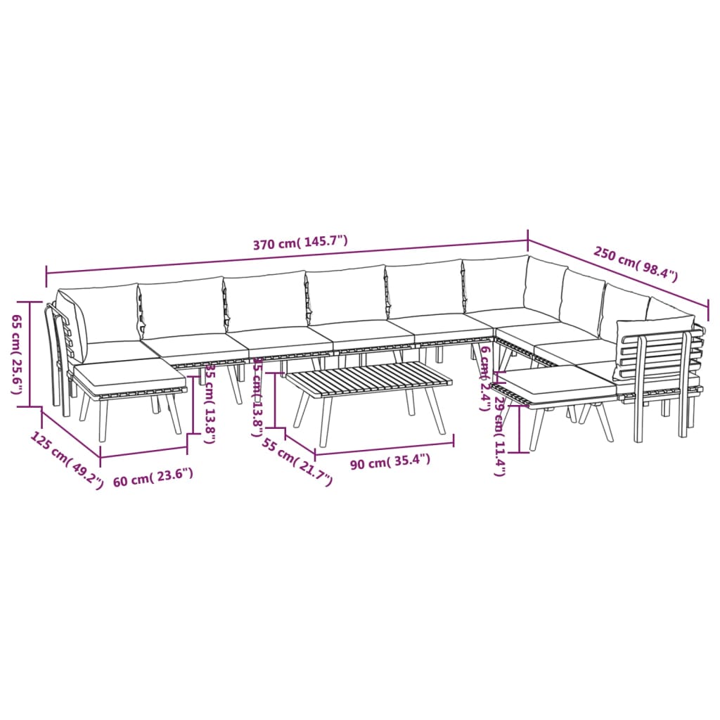 Garden Lounge Set Dark grey, white