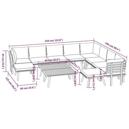 Garden Lounge Set Dark grey, white
