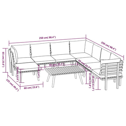 Garden Lounge Set Dark grey Solid acacia wood Large Modular