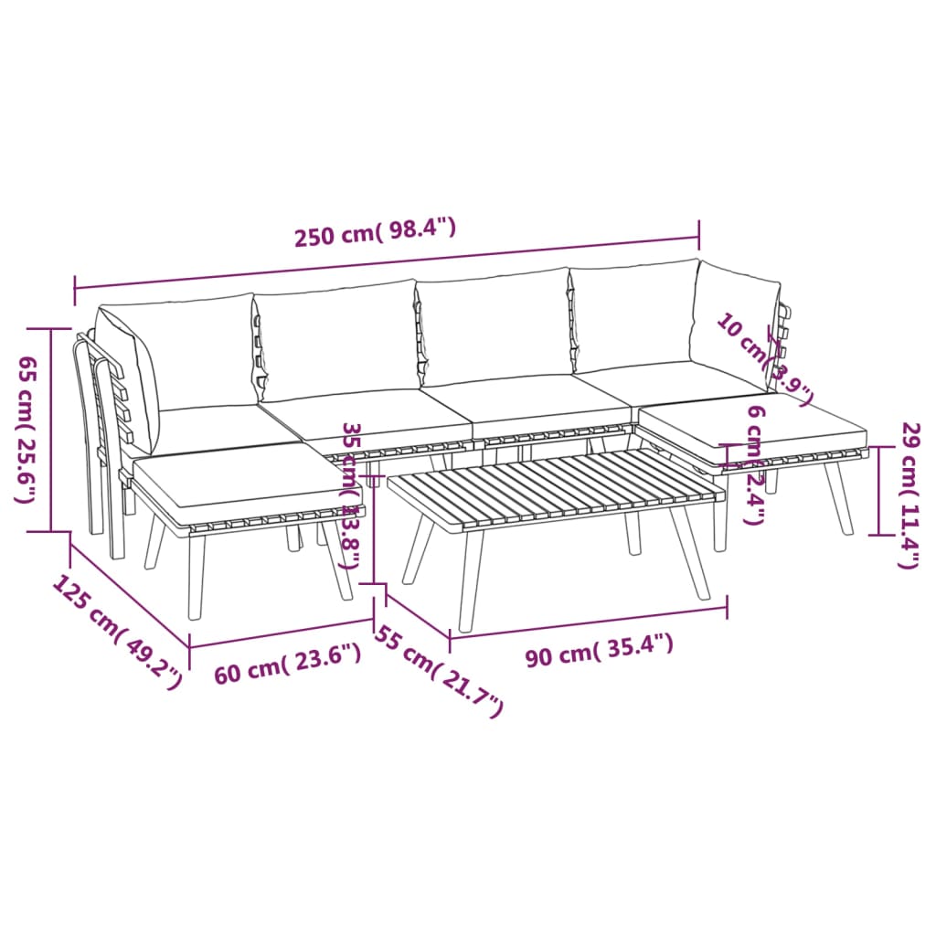 Garden Lounge Set Dark grey, White