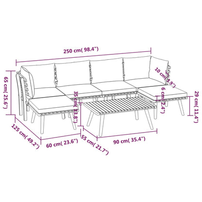 Garden Lounge Set Dark grey, White