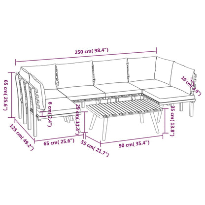 Garden Lounge Set Dark Grey Solid Acacia wood 7 Piece Set Modular