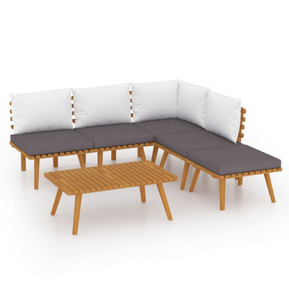 Garden Lounge Set Dark gray Solid acacia wood Large Modular