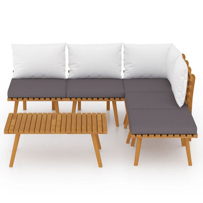 Garden Lounge Set Dark gray Solid acacia wood Large Modular