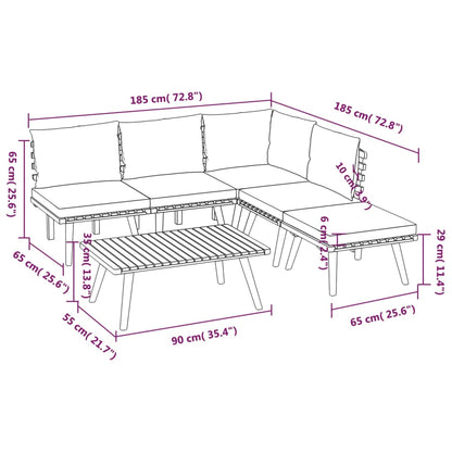 Garden Lounge Set Dark gray Solid acacia wood Large Modular