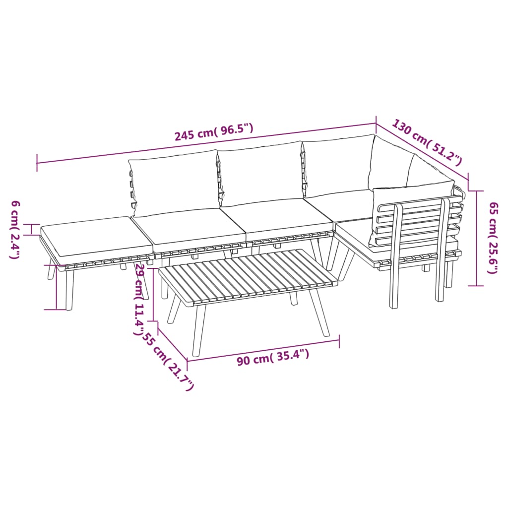 Garden Lounge Set Dark Grey, White
