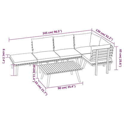 Garden Lounge Set Dark Grey, White