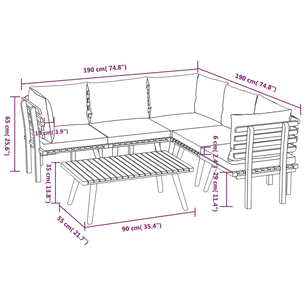 Garden Lounge Set Dark grey, white