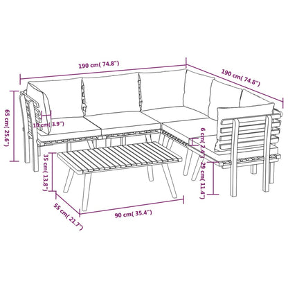 Garden Lounge Set Dark grey, white