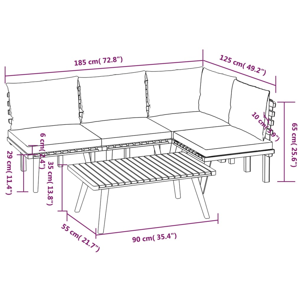 Garden Lounge Set Dark grey and white