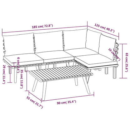 Garden Lounge Set Dark grey and white