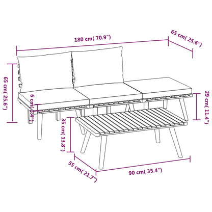 Garden Lounge Set Dark grey Solid acacia wood Medium Modular