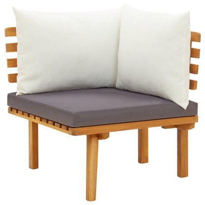Garden Lounge Set Dark grey, White Solid acacia wood, 100% polyester