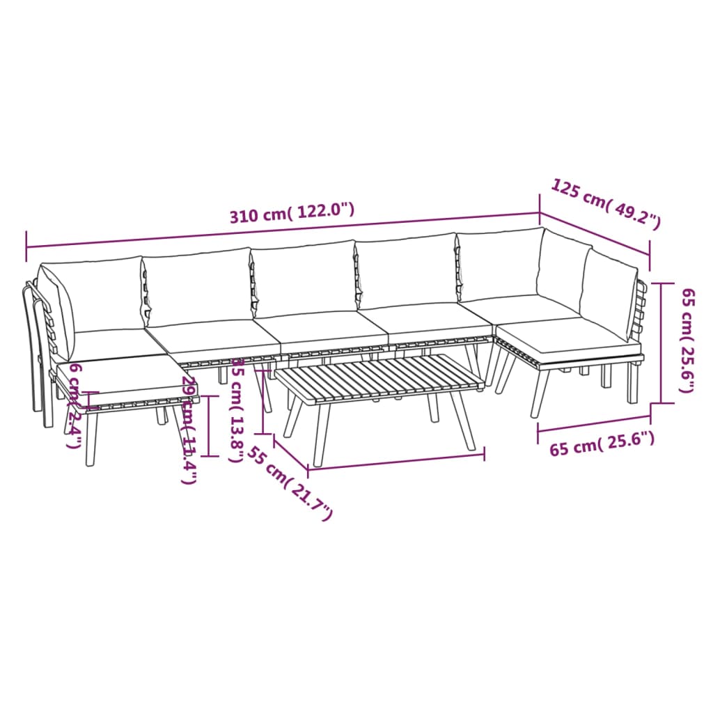 Garden Lounge Set Dark grey, white