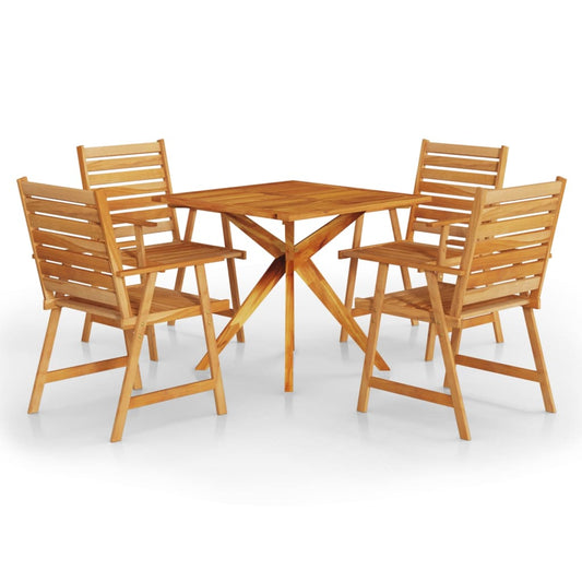 Garden Dining Set Natural wood Solid acacia wood 5 piece set