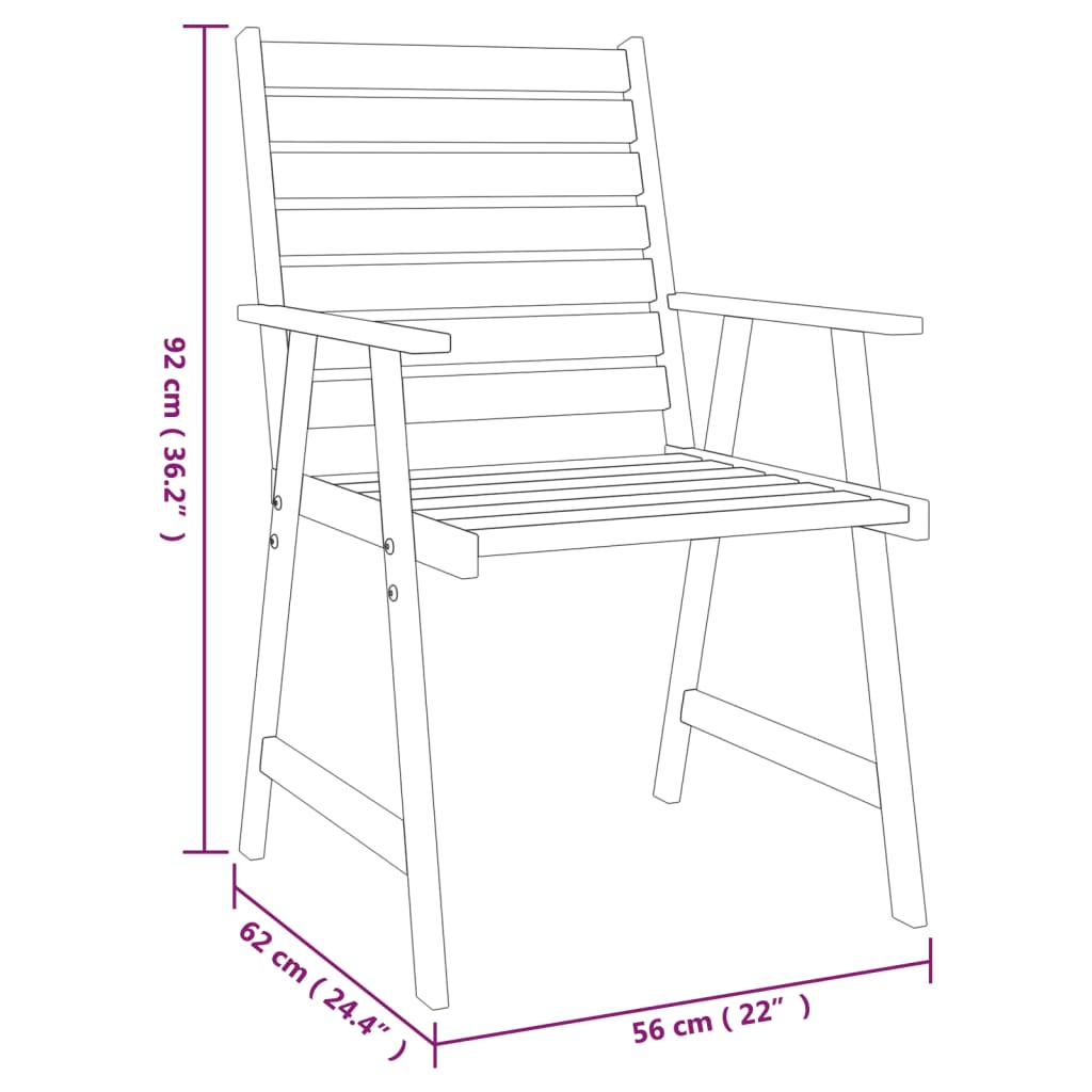 Garden Dining Set Natural wood Solid acacia wood 5 piece set