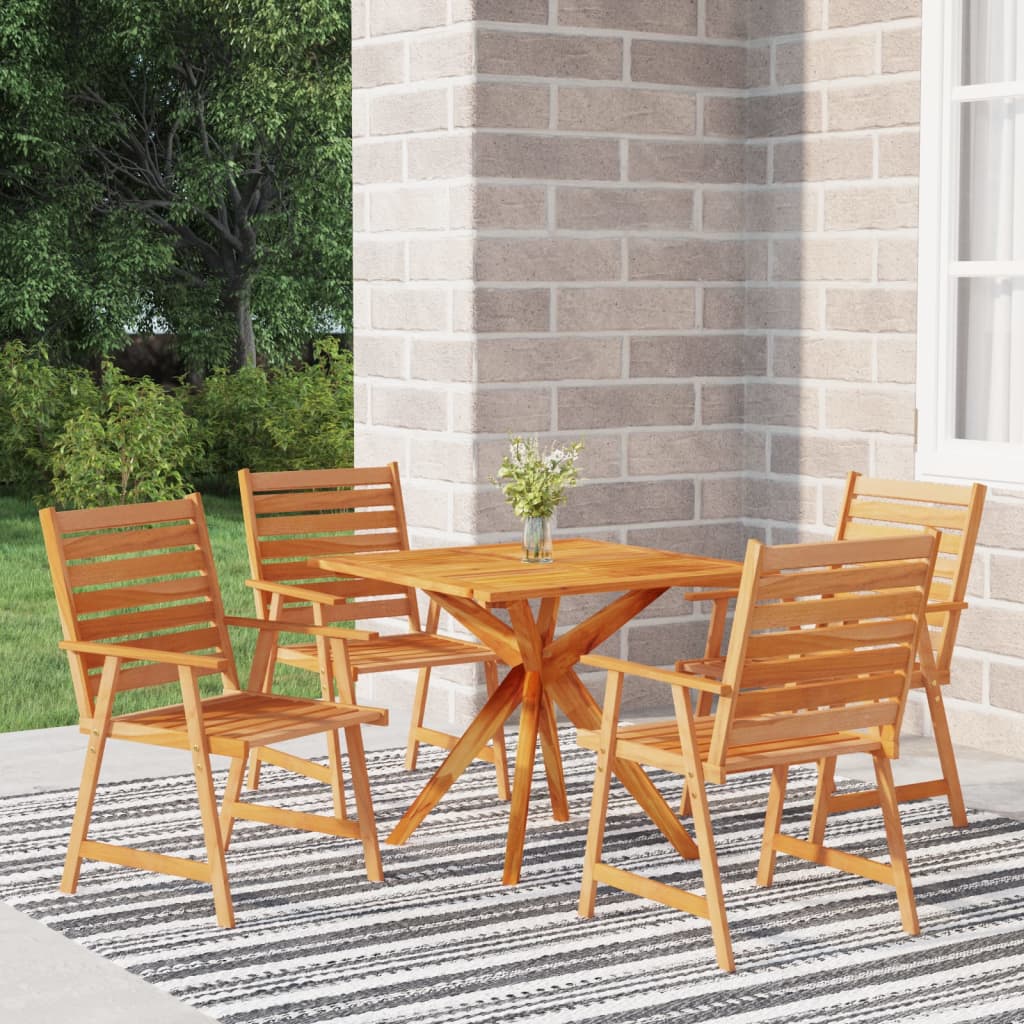 Garden Dining Set Natural wood Solid acacia wood 5 piece set