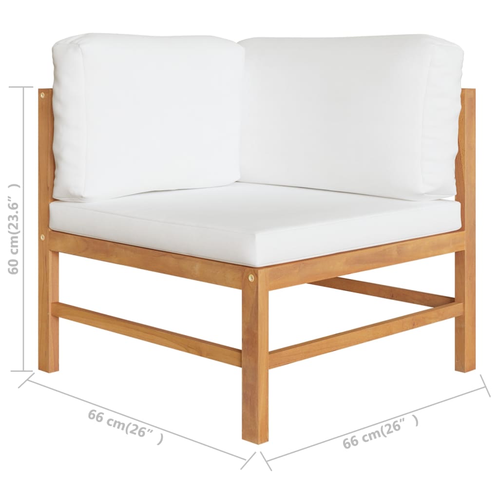 Garden Lounge Set Cream and Teak Teak wood and polyester Medium