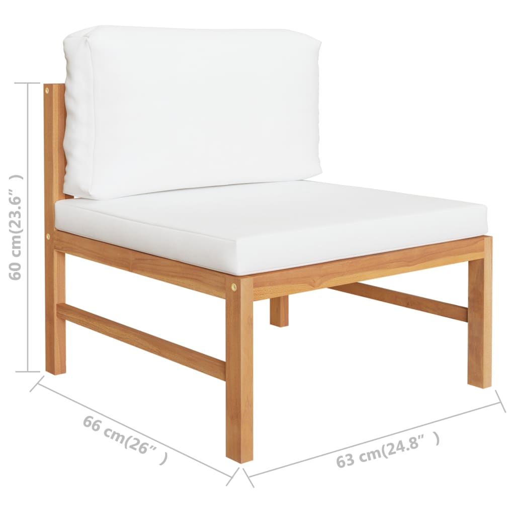 Garden Lounge Set Cream and Teak Teak wood and polyester Medium