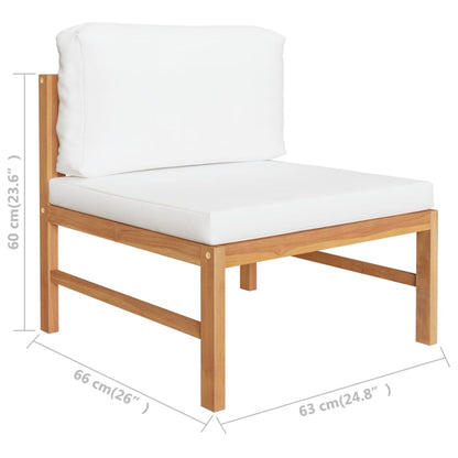Garden Lounge Set Cream and Teak Teak wood and polyester Medium