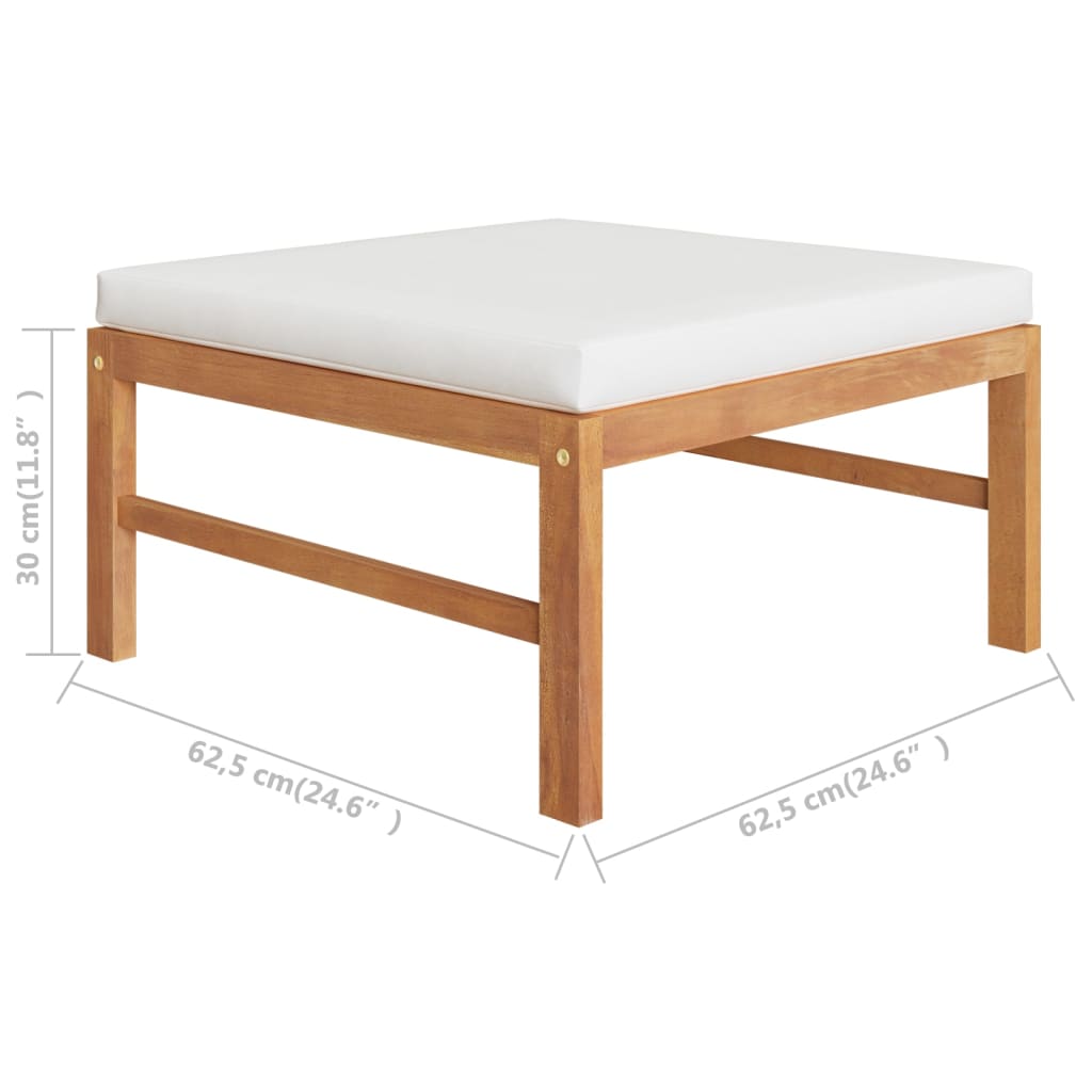 Garden Lounge Set Cream and Teak Teak wood and polyester Medium