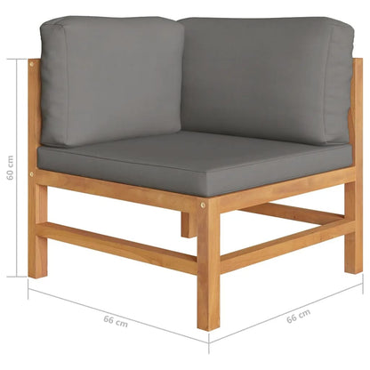 Garden Lounge Set Grey, Teak Teak wood, Polyester Medium Modular