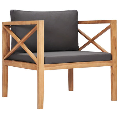 Garden Lounge Set Grey Solid Teak Wood Medium Seats Many