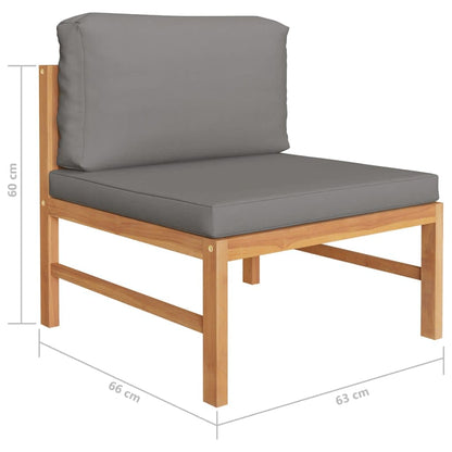 Garden Lounge Set Grey Solid Teak Wood Medium Seats Many