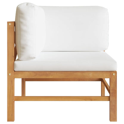 2-seater Garden Sofa Cream Teak wood, Polyester fabric Medium
