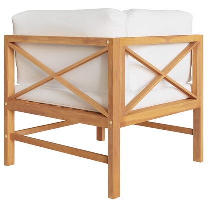 2-seater Garden Sofa Cream Teak wood, Polyester fabric Medium