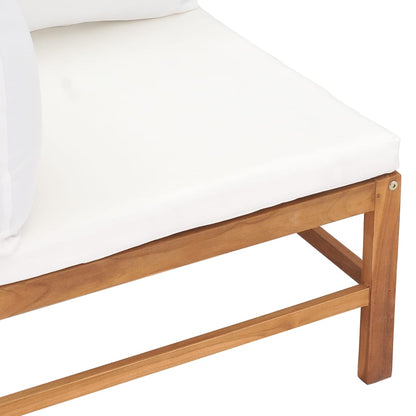 2-seater Garden Sofa Cream Teak wood, Polyester fabric Medium
