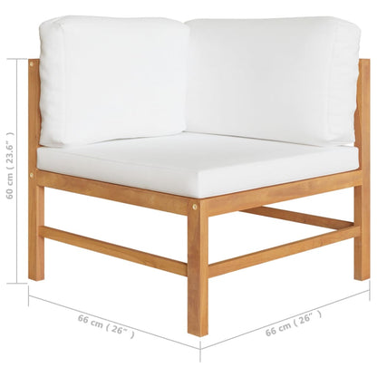 2-seater Garden Sofa Cream Teak wood, Polyester fabric Medium