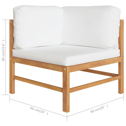 Garden Lounge Set Cream Solid Teak Wood, 100% Polyester Medium