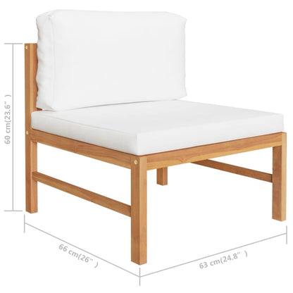 Garden Lounge Set Cream Solid Teak Wood, 100% Polyester Medium