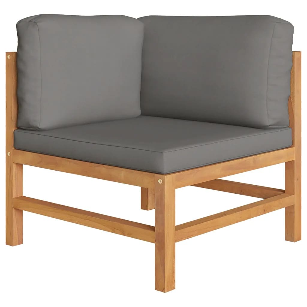 Garden Lounge Set Grey, Teak Teak Wood, 100% Polyester Lounge Set