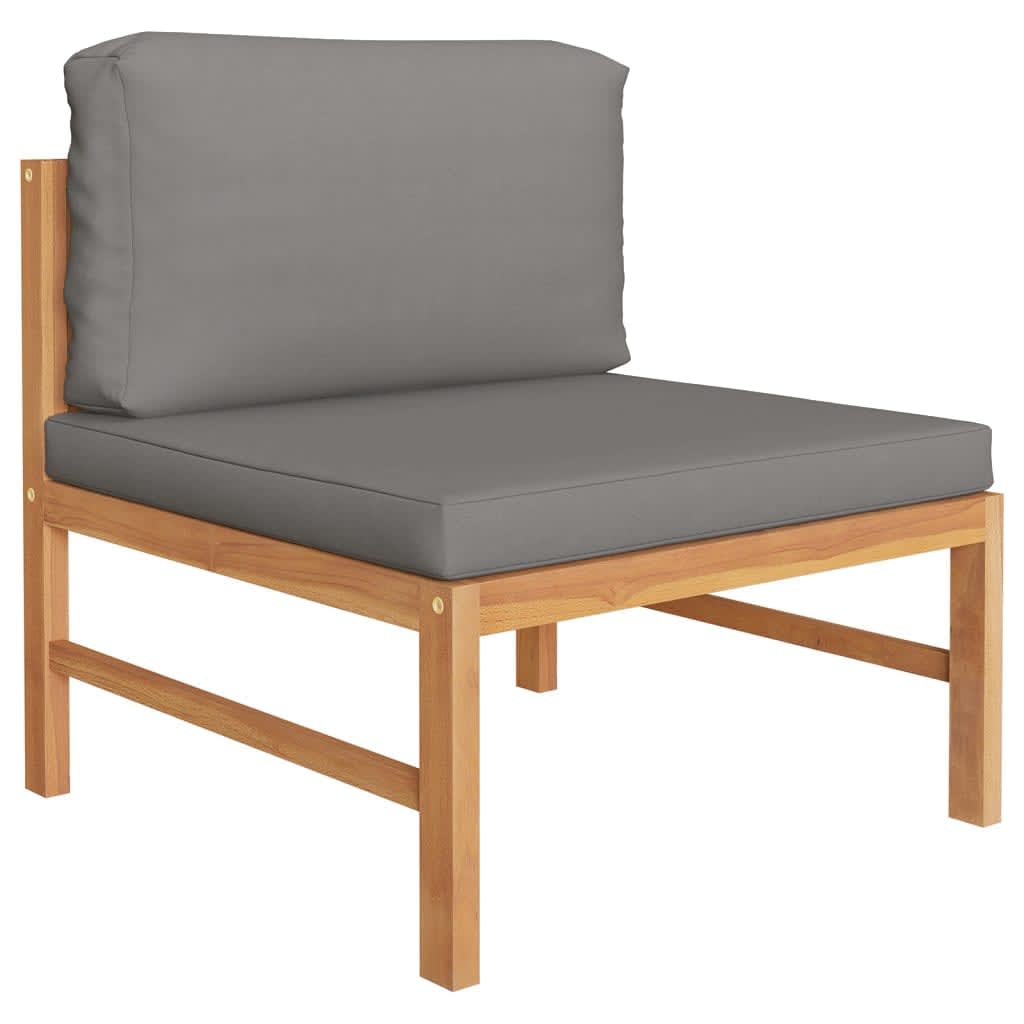 Garden Lounge Set Grey, Teak Teak Wood, 100% Polyester Lounge Set