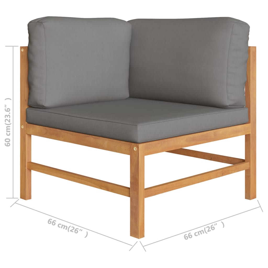 Garden Lounge Set Grey, Teak Teak Wood, 100% Polyester Lounge Set