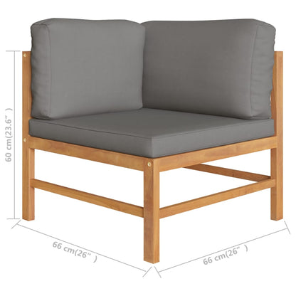 Garden Lounge Set Grey, Teak Teak Wood, 100% Polyester Lounge Set