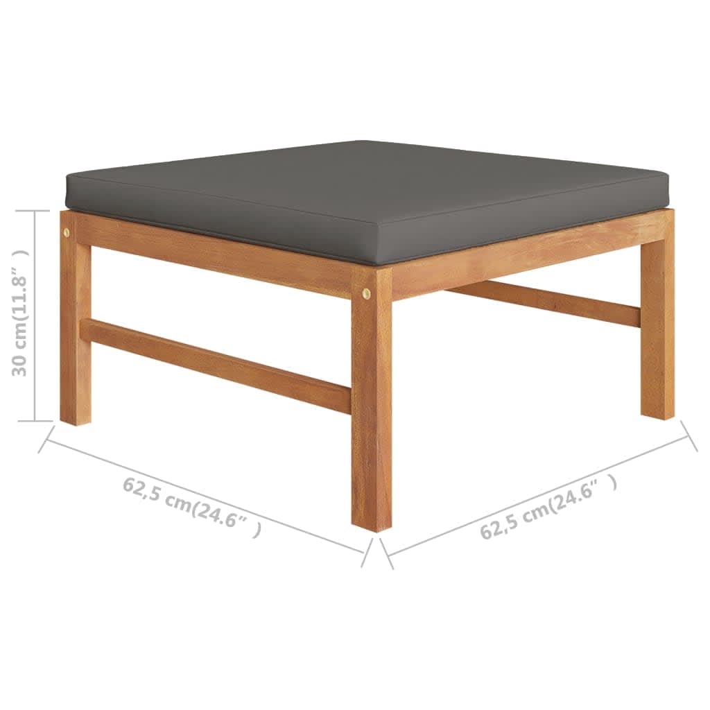 Garden Lounge Set Grey Solid Teak Wood 6 Piece Set Durable