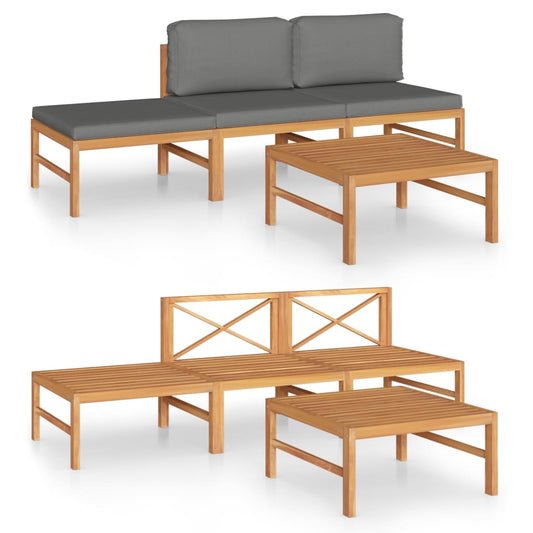 Garden Lounge Set Teak Wood Color, Grey Teak wood, Polyester Medium