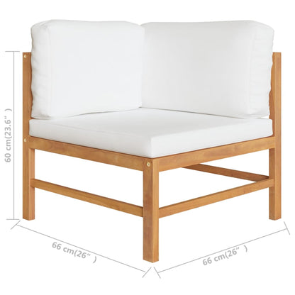 Garden Lounge Set Cream Teak wood, Polyester 4-Piece Lounge Set