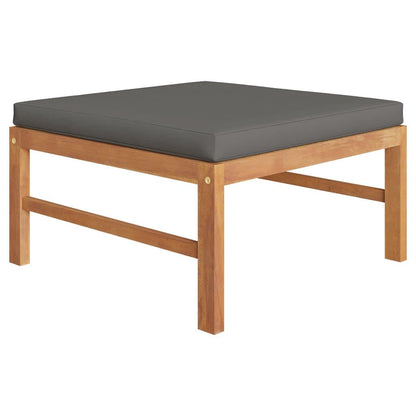 Garden Lounge Set Grey Solid Teak Wood, 100% Polyester 4 Piece Set
