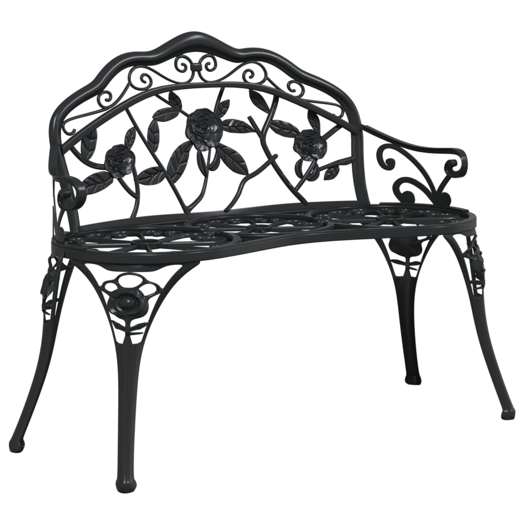Garden Bench Black Cast Aluminum, Cast Iron Medium